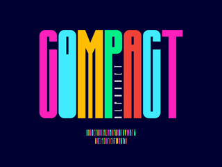 Vector of stylized condensed alphabet design with uppercase, numbers and symbols