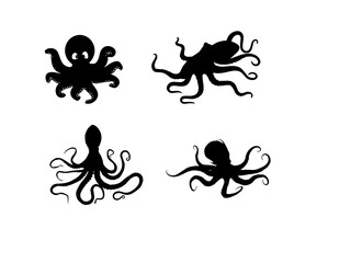 Silhouette, Octopus Vector Graphic, Octopus Tentacles - Octopus Vector for Free EPS