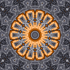 Seamless tracery tile mehndi design. Ethnic ornament, colorful doodle symmetry texture. Folk traditional spiritual tribal design