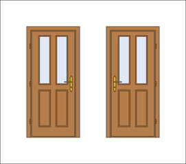 2 doors, left and right, classic style, light wood, scalable file, true to scale