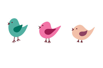 Doodle bird. Hand drawn little simple chick. Stock vector illustration on a white background.