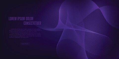 Vector line wave element with abstract banner background.