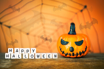 Happy Halloween card background idea, Halloween pumpking bat shadow on background, decoration item for party