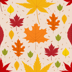 Fototapeta premium Autumn leaves seamless pattern. Autumn concept background. Vector design