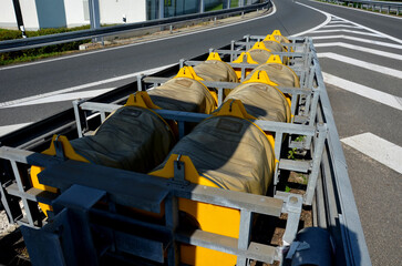 arresting system made of steel construction stops vehicles in a controlled manner in event frontal...