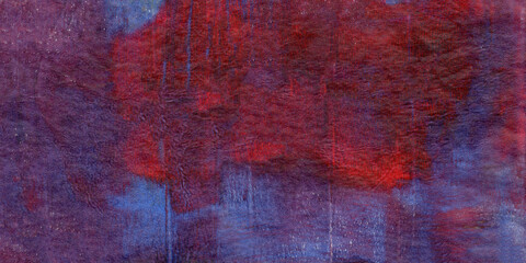 Abstract painted background. Monotype, textured in red orange and blue illustration. Hand painted with acrylics and ink. Mixed media texture.