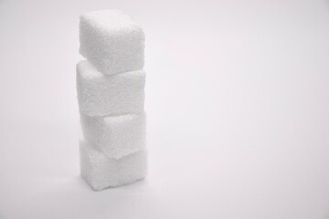 sugar cubes on a white background