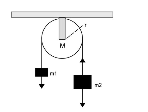 Physics pulley with two box black white illustration suitable for question material