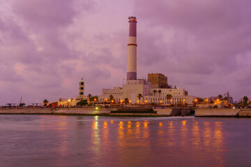 Fototapeta na wymiar Reading power station and lighthouse, in Tel-Aviv