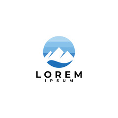 mountain and sea logo vector design illustration