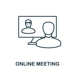 Online Meeting icon. Simple element from new normality collection. Filled monochrome Online Meeting icon for templates, infographics and banners