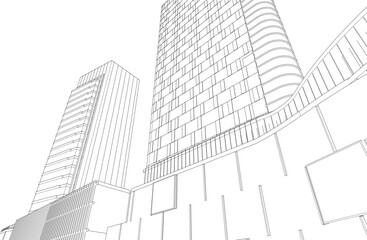 Fototapeta premium Modern architecture 3d illustration