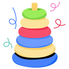 An editable flat sticker of stacking rings 