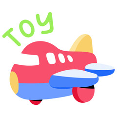 Modern flat sticker of toy airplane