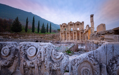 Celsius Library in ancient city Ephesus (Efes). Most visited ancient city in Turkey. Selcuk, Izmir,...