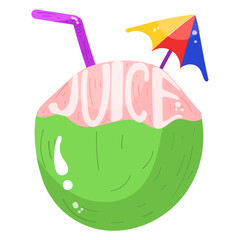 A scalable flat sticker of coconut water  