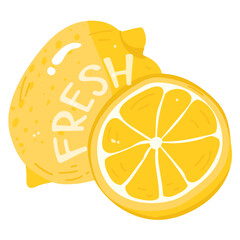 A flat sticker icon of fresh lemon 