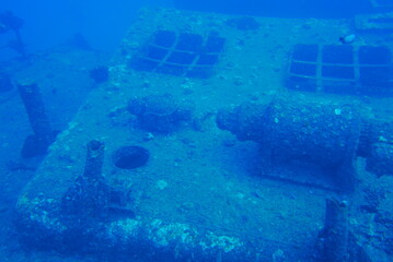 The Seatiger shipwreck when SCUBA diving off of Oahu. Wreck diving adventures with Oahu Diving,...