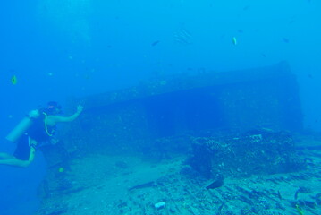 The Seatiger shipwreck when SCUBA diving off of Oahu. Wreck diving adventures with Oahu Diving, your wreck dive specialist.