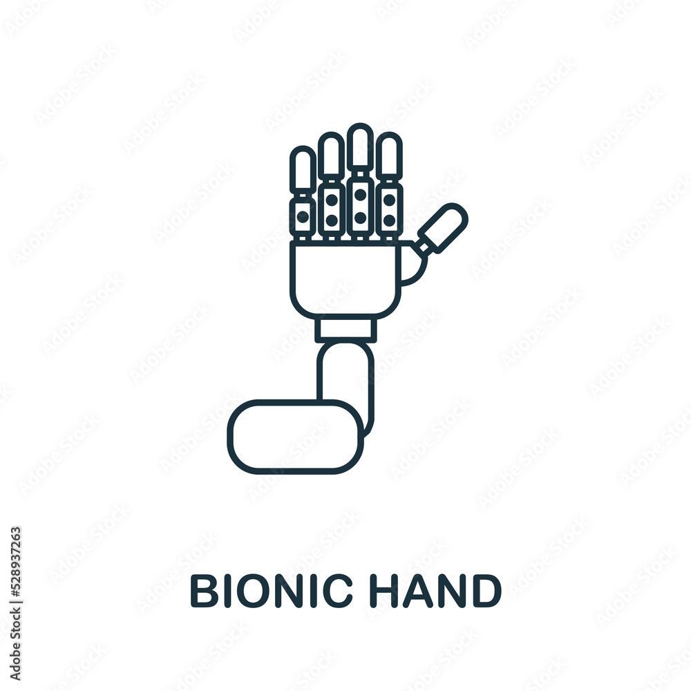 Poster bionic hand icon. simple element from technology collection. line bionic hand icon for templates, in