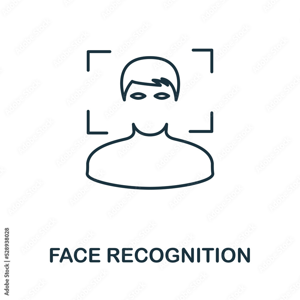 Aufkleber face recognition icon. simple element from technology collection. line face recognition icon for tem
