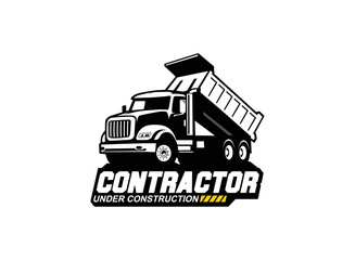 Dump truck logo vector for construction company. Heavy equipment template vector illustration for your brand.