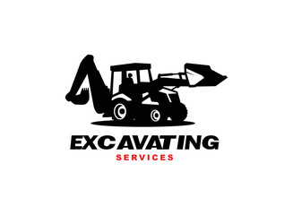 Backhoe excavator logo vector for construction company. Heavy equipment template vector illustration for your brand.