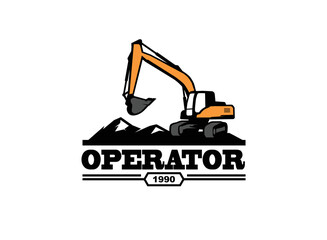 Excavator logo vector for construction company. Heavy equipment template vector illustration for your brand.