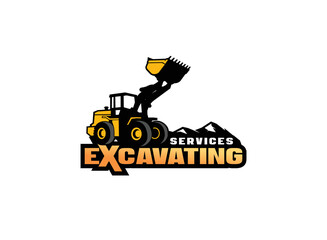 Loader logo vector for construction company. Heavy equipment template vector illustration for your brand.