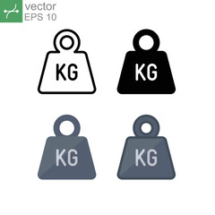 Weight heavy kg icon. Dumbbell Simple KG kilogram Scale. Heavy mass for exercise element Gym business. Solid, flat, filled, outline style. vector illustration design on white background. EPS 10 - obrazy, fototapety, plakaty