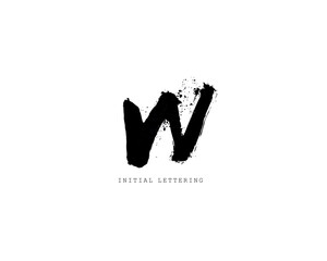 W Initial brush handwriting or handwritten logo for identity. Logo with signature and hand drawn style.