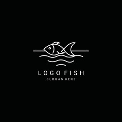 Fish logo icon design template premium vector