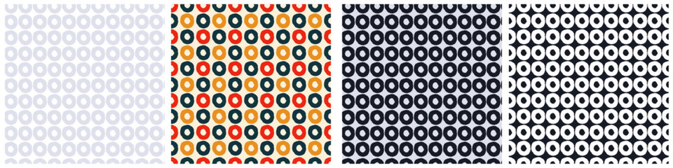 Seamless geometric patterns set in pale delicate color range with hand drawn uneven rings for wrapping paper design, surface design and other design projects