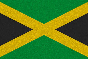 Flag of Jamaica on styrofoam texture. national flag painted on the surface of plastic foam