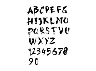 ABC Alphabet brush handwriting or handwritten logo for identity. Logo with signature and hand drawn style.