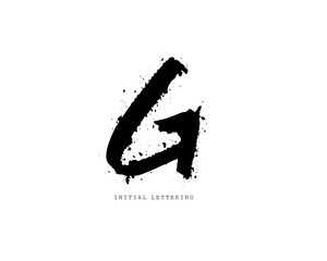 G Iinitial brush handwriting or handwritten logo for identity. Logo with signature and hand drawn style.