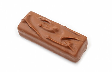 Whole long milk chocolate bar isolated on white