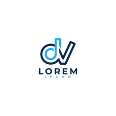 Letter D V logo icon design template elements