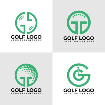 set of golf ball logo vector design illustration