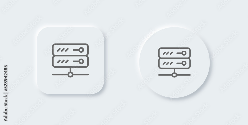 Poster server line icon in neomorphic design style. database signs vector illustration.