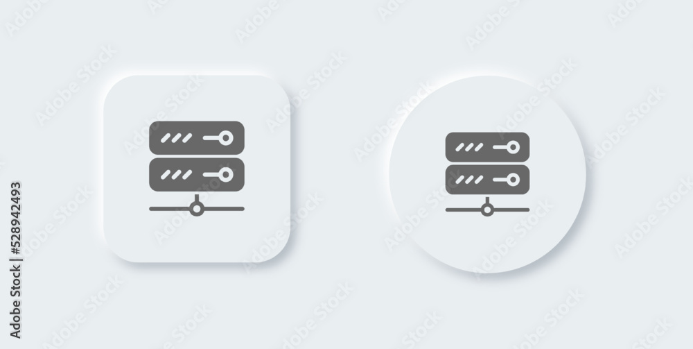 Poster server solid icon in neomorphic design style. database signs vector illustration.