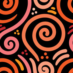 Fototapeta premium Seamless abstract pattern on black background. Vector doodle image. Graphic linear wallpaper.