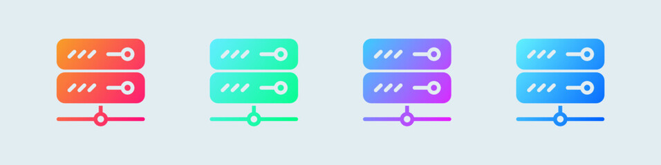 Server solid icon in gradient colors. Database signs vector illustration.