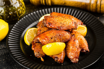A plate of freshly baked chicken wings