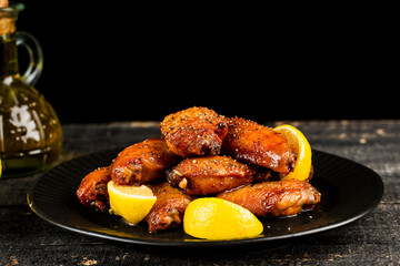 A plate of freshly baked chicken wings