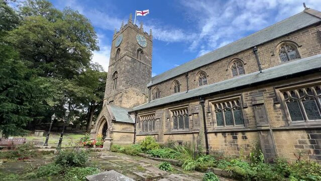 Video footage shot on a summers day at St Michael and All Angels Church Graveyard. The church is the last resting place of the Bronte family. Haworth England.