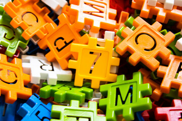 colorful educational toys. colorful background