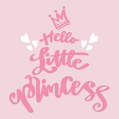 Fototapeta na wymiar Hello little princess hand lettering. Poster quotes.