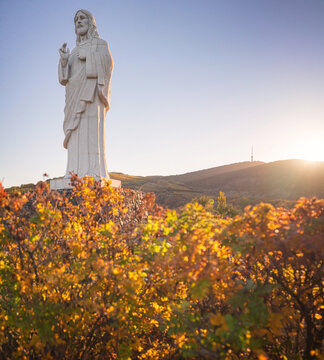 TARCAL, HUNGARY - 23 OCTOBER, 2021: Famous Jesus Christ statue at Tarcal, Hungary.