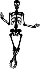 Silhouette of dancing skeleton. 